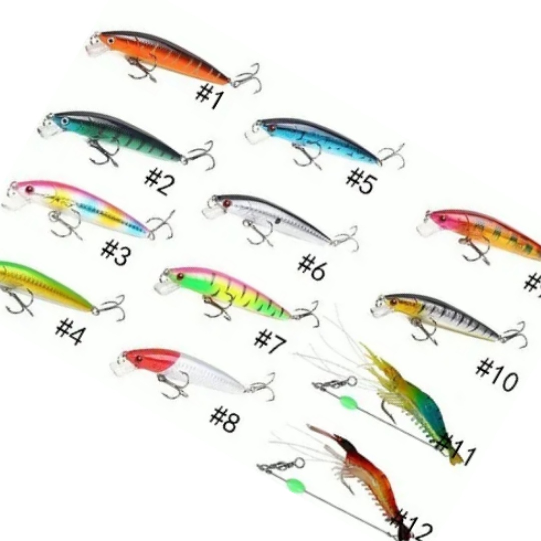 12 Piezas Señuelos Para Pesca De Río Currican Camarones