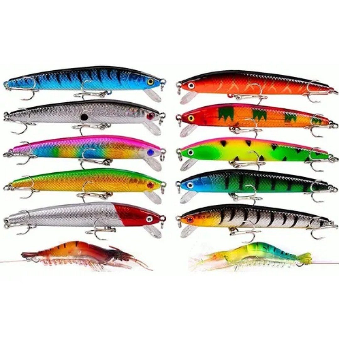 12 Piezas Señuelos Para Pesca De Río Currican Camarones