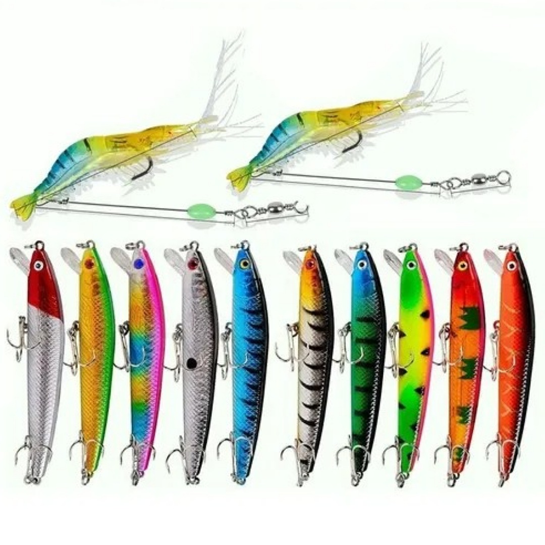 12 Piezas Señuelos Para Pesca De Río Currican Camarones