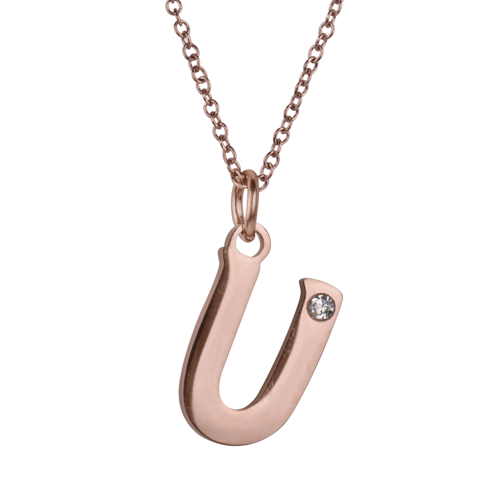 LuckyLy Set de Joyería para Mujer de Iniciales, Acero Inoxidable con Baño de Oro Rosa 18k y Zirconia Cúbica, Collar y Aretes Letras, Modelo Yara