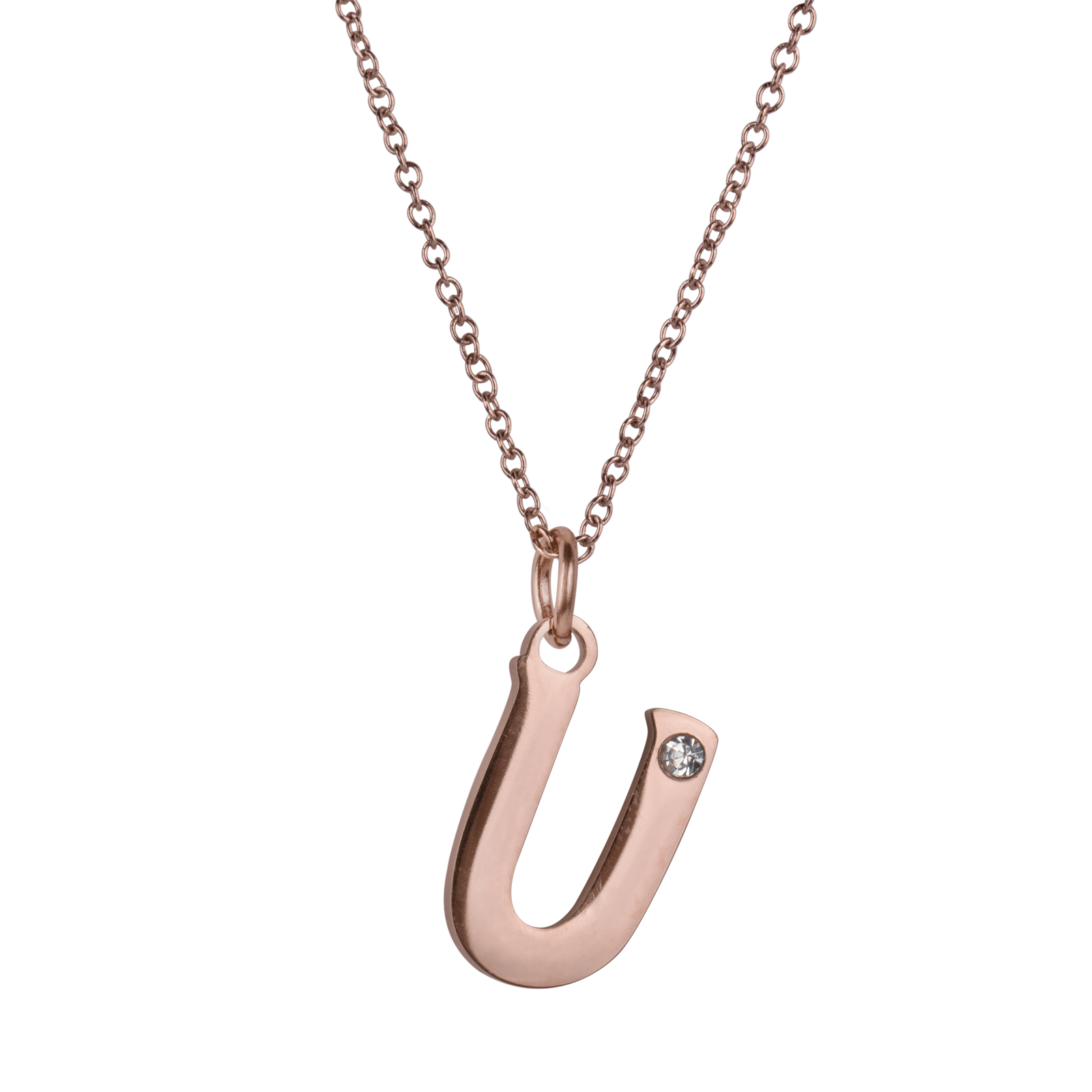 LuckyLy Set de Joyería para Mujer de Iniciales, Acero Inoxidable con Baño de Oro Rosa 18k y Zirconia Cúbica, Collar y Aretes Letras, Modelo Yara