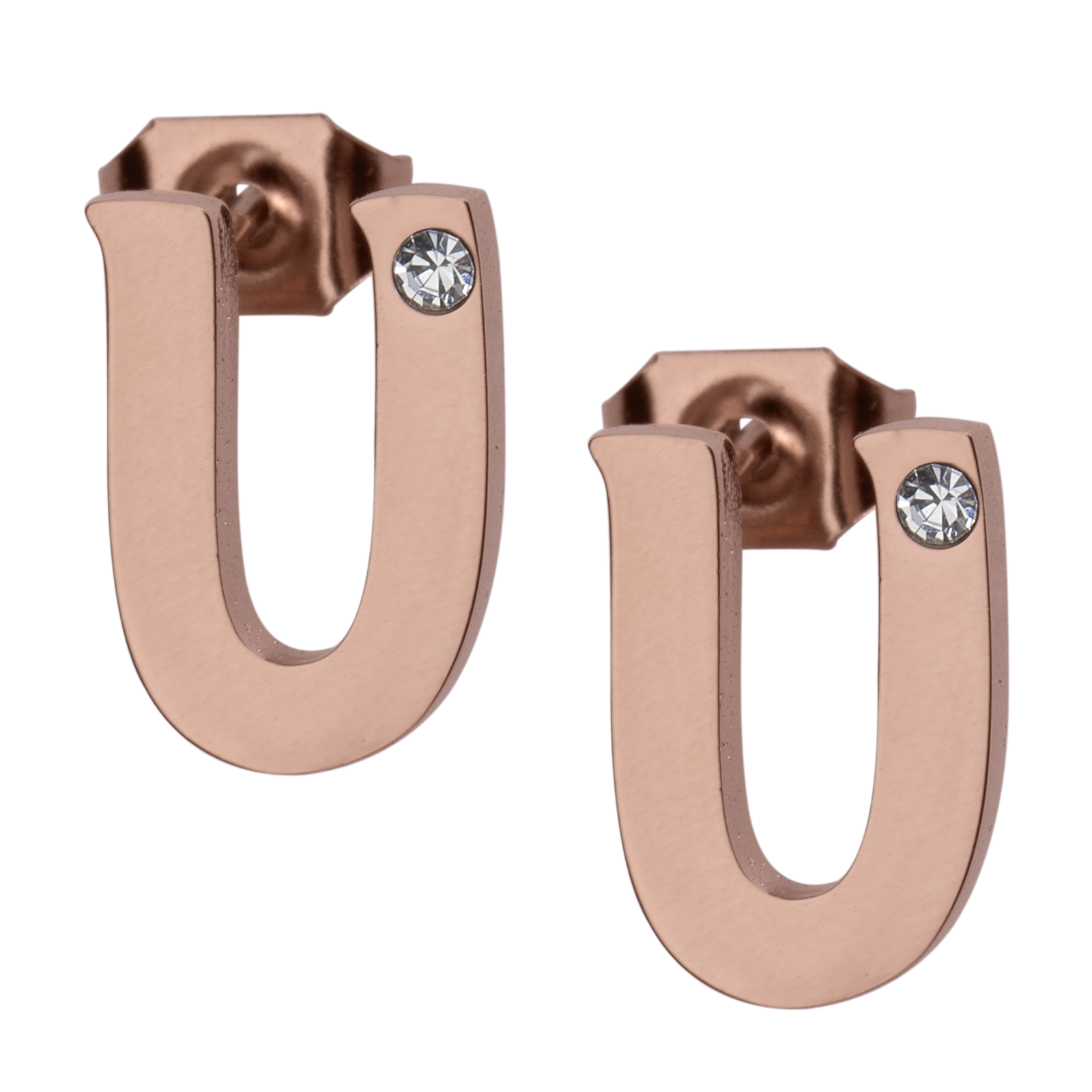 LuckyLy Set de Joyería para Mujer de Iniciales, Acero Inoxidable con Baño de Oro Rosa 18k y Zirconia Cúbica, Collar y Aretes Letras, Modelo Yara