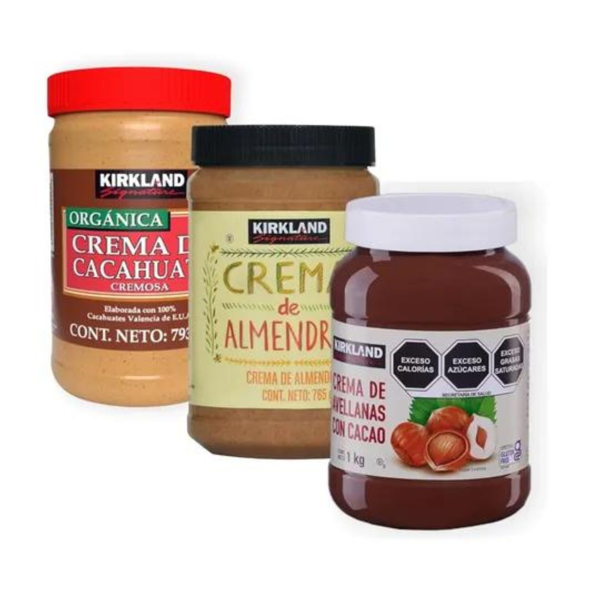 Pack Crema De Almendras + Cacahuate + Avellanas con cacao Kirkland