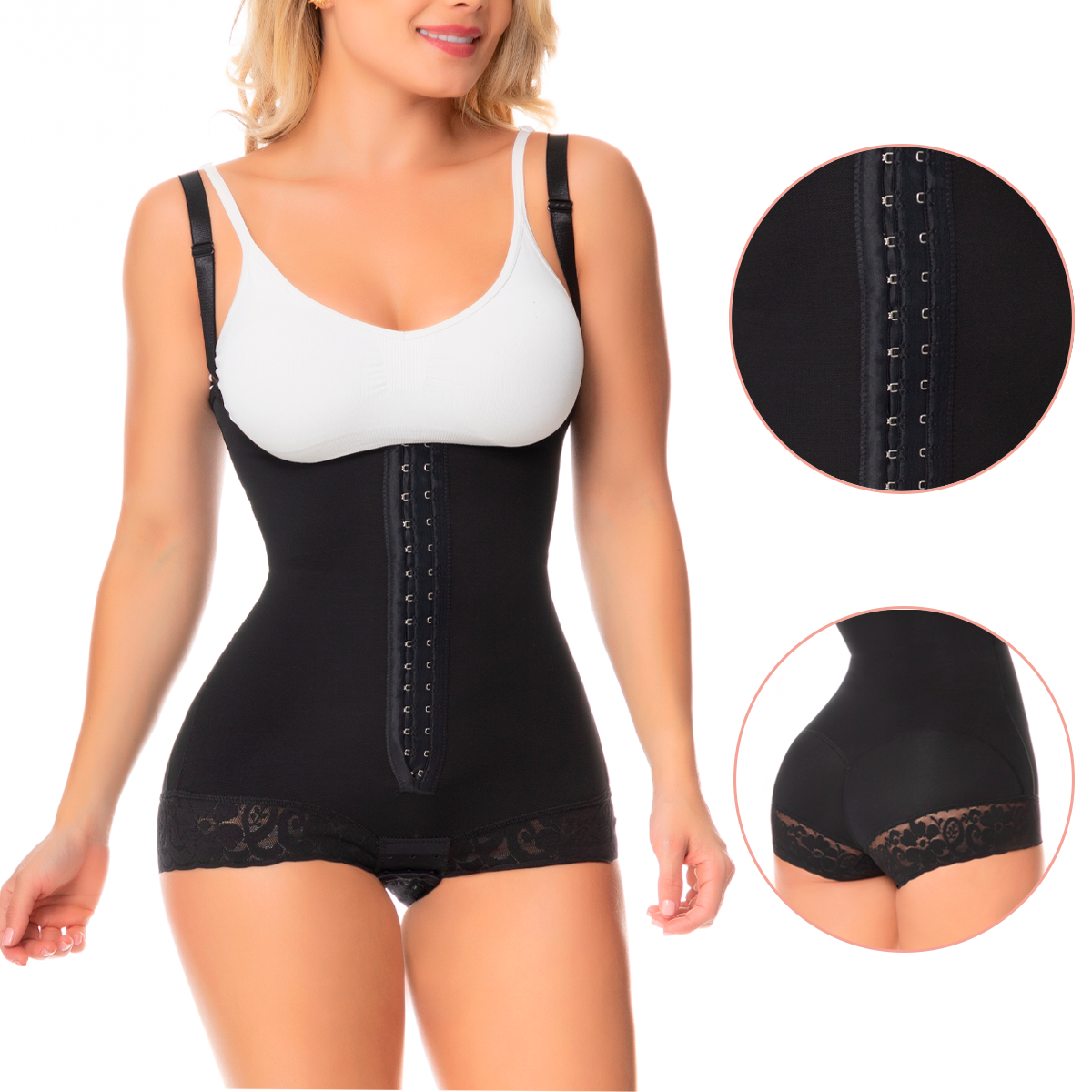 Fajas Colombianas Powernet Tipo Body Cachetero Moldeador De figura, Faja Colombiana Reductora De Medidas, Faja Colombiana Para Mujer Con Broches Alta Compresion