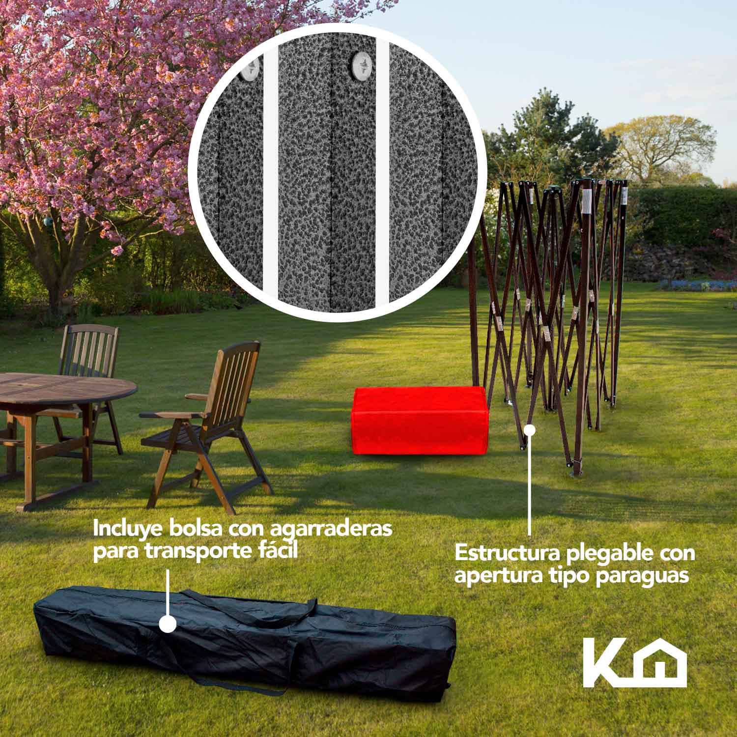 Toldo Carpa Impermeable Plegable Acero 3x4.5m Rojo