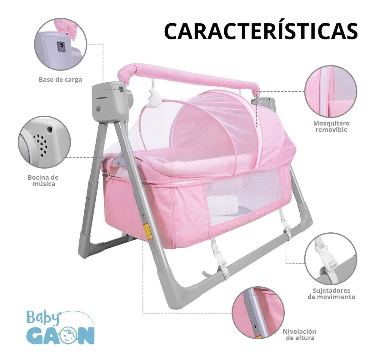 Cuna Cama Mecedora Para Bebe Columpio Electrico Colecho Gaon