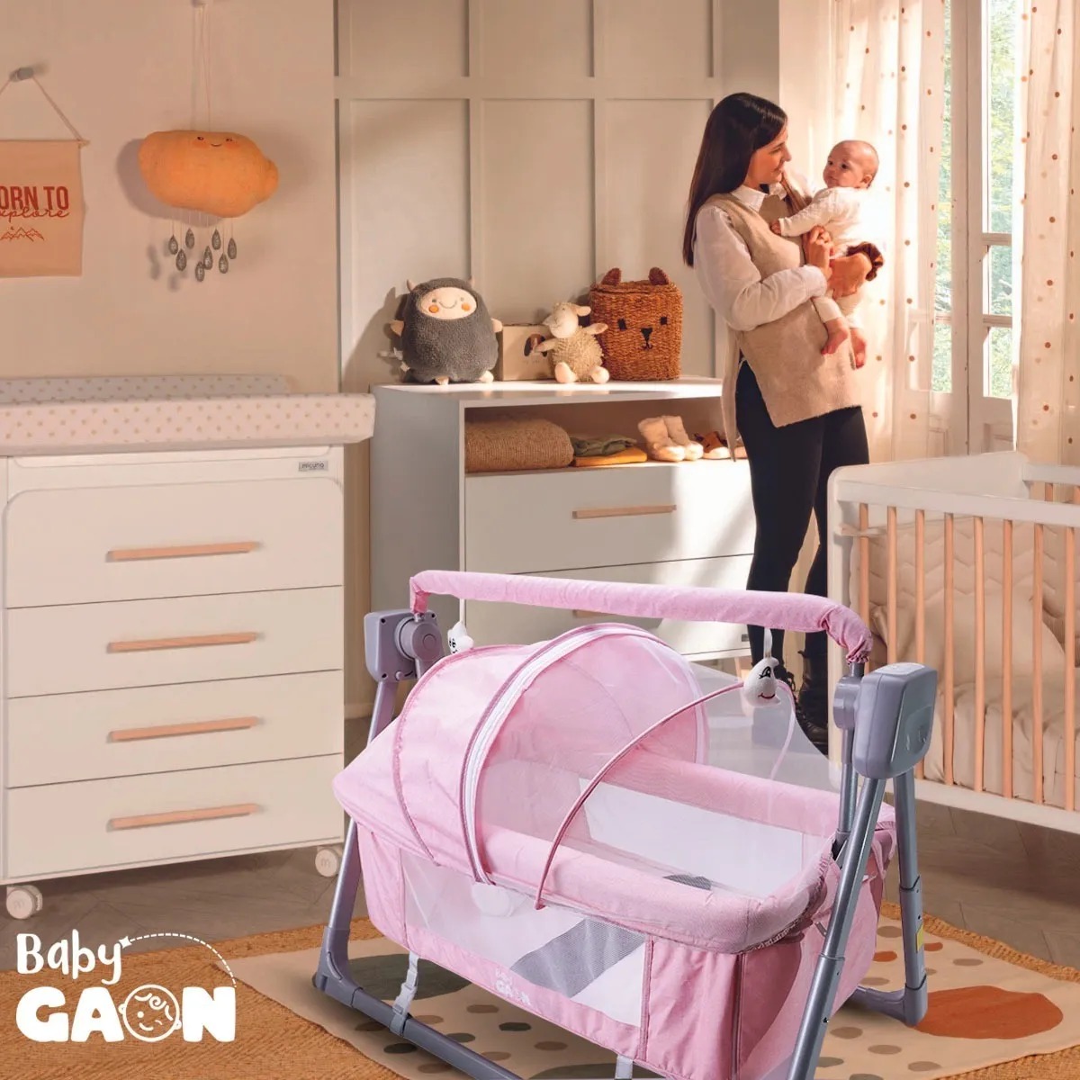Cuna Cama Mecedora Para Bebe Columpio Electrico Colecho Gaon