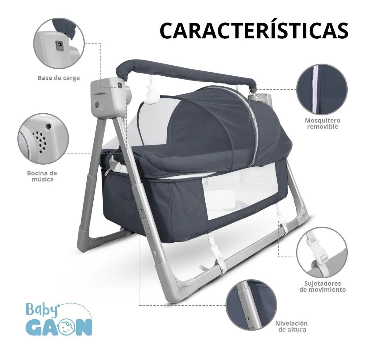 Cuna Cama Mecedora Para Bebe o Columpio Electrico Colecho Gaon