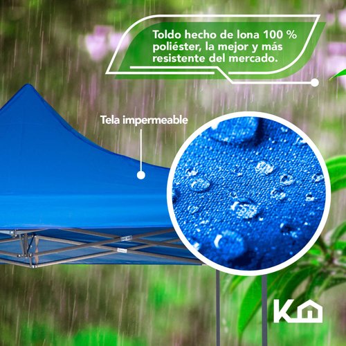 Toldo Carpa Impermeable Plegable Acero 3x4.5m Azul