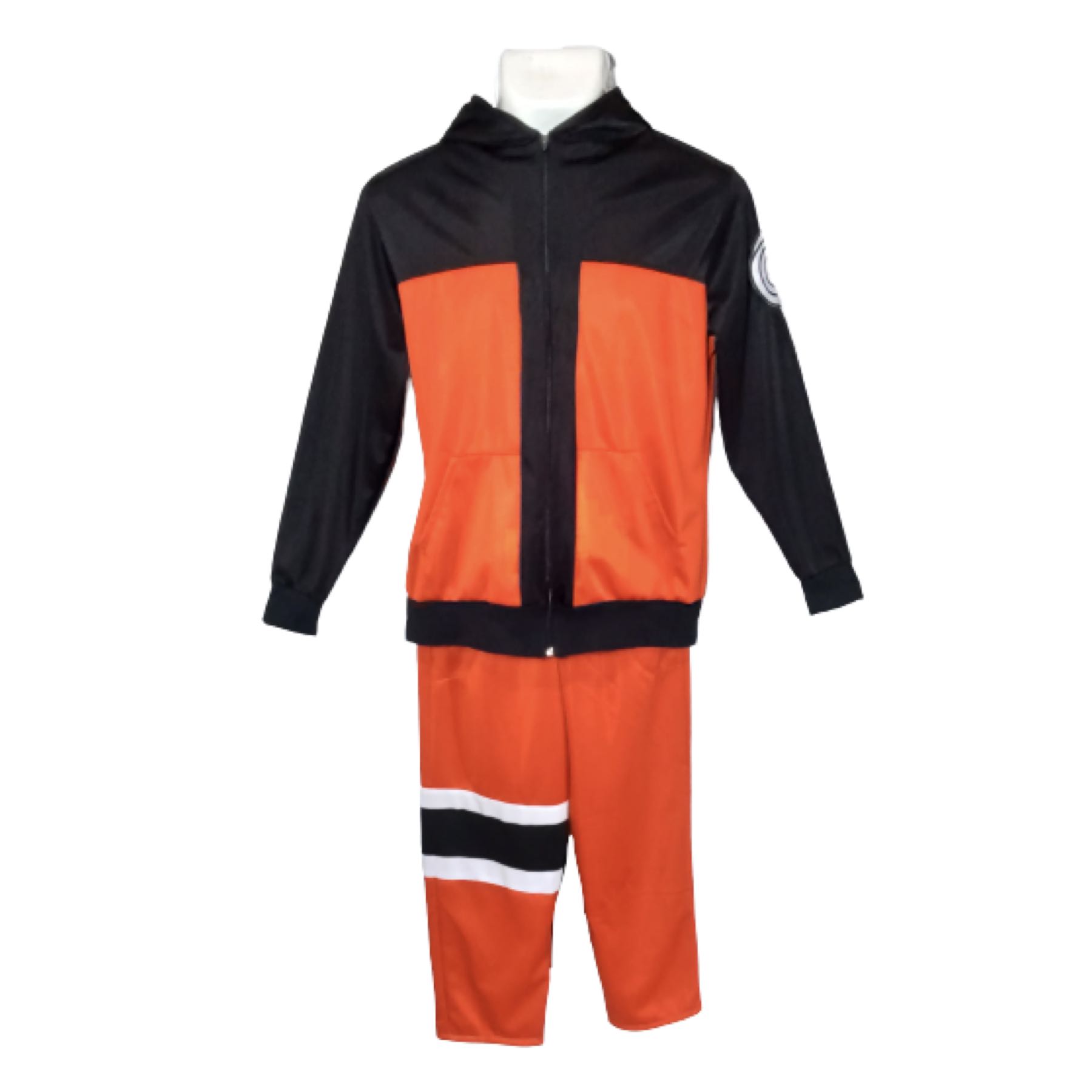 Disfraz Cosplay Para Niños de Naruto Conjunto Con Sudadera y Pantalón + Banda de la Hoja + 4 Kunais Armas Ninja Sasuke Konoha