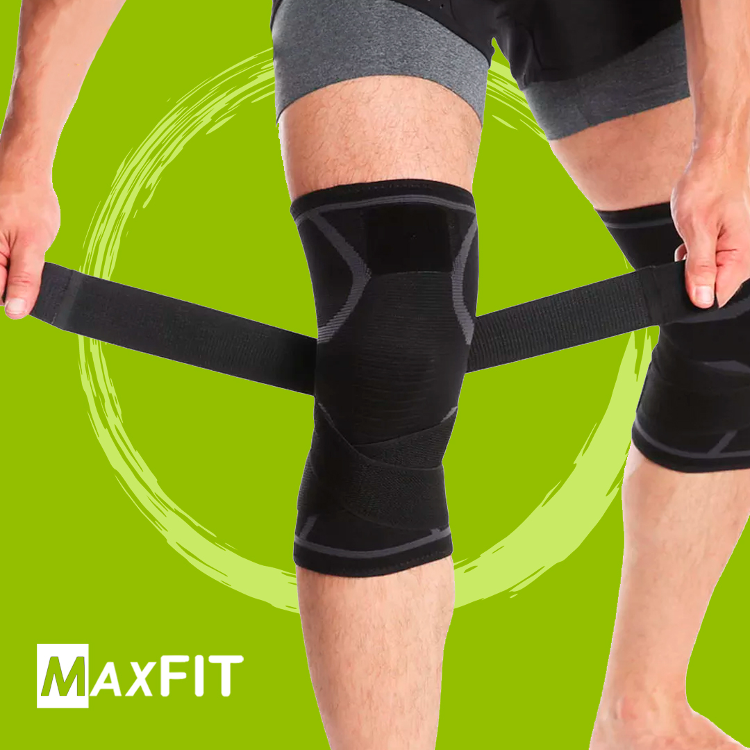 Par De Rodillera Elástica De Compresión Gym Crossfit Con Cintas Ajustables Maxfit Hx918