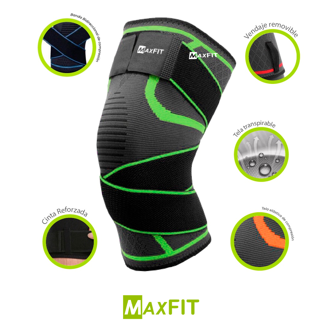 Par De Rodillera Elástica De Compresión Gym Crossfit Con Cintas Ajustables Maxfit Hx918