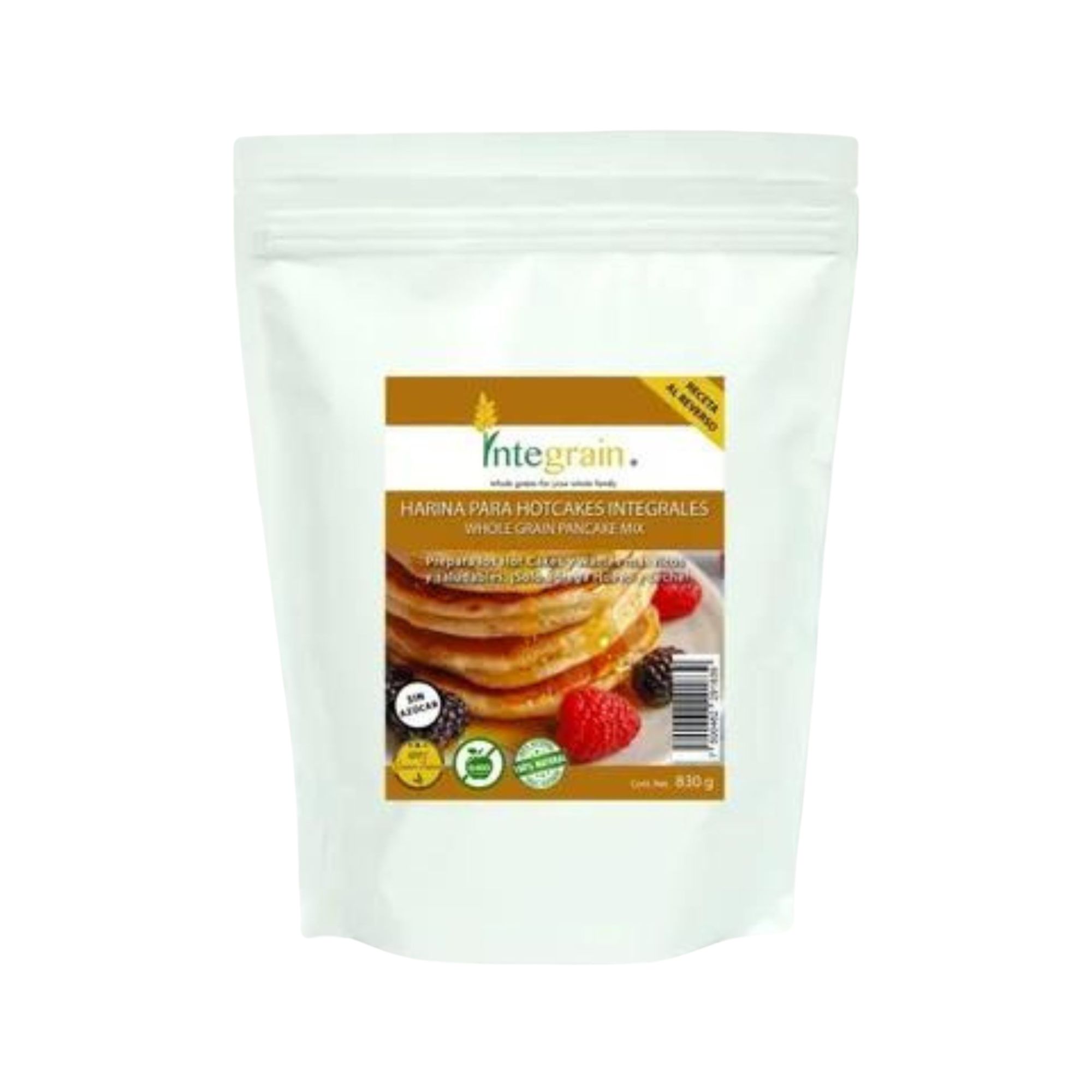 Harina Para Hot Cakes Integrales 830g Integrain Sin Azúcar