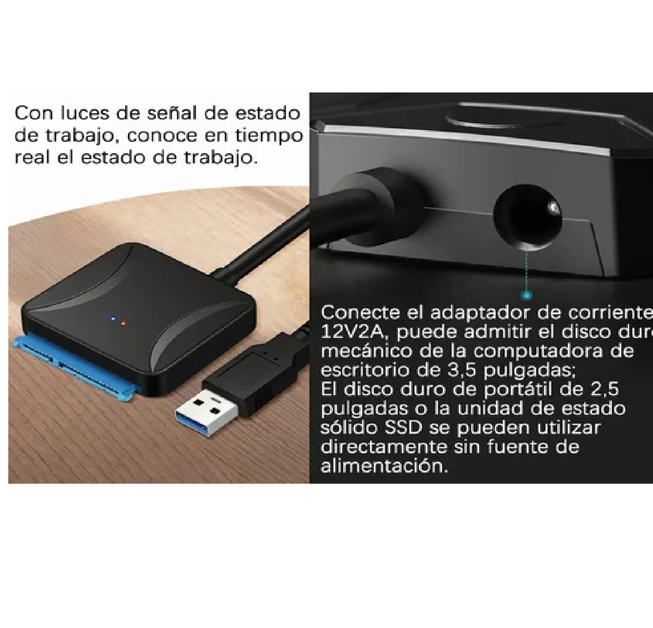 Cable Adaptador Disco Duro Sata A Usb 3.0 Hdd Ssd 3.5