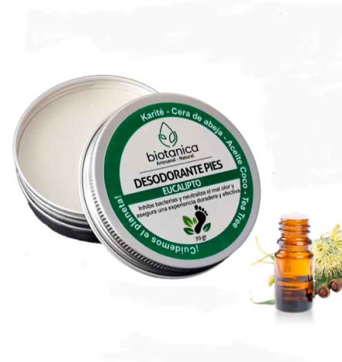 Desodorante para pies aroma eucalipto ingredientes naturales marca Botanica elimina mal olor