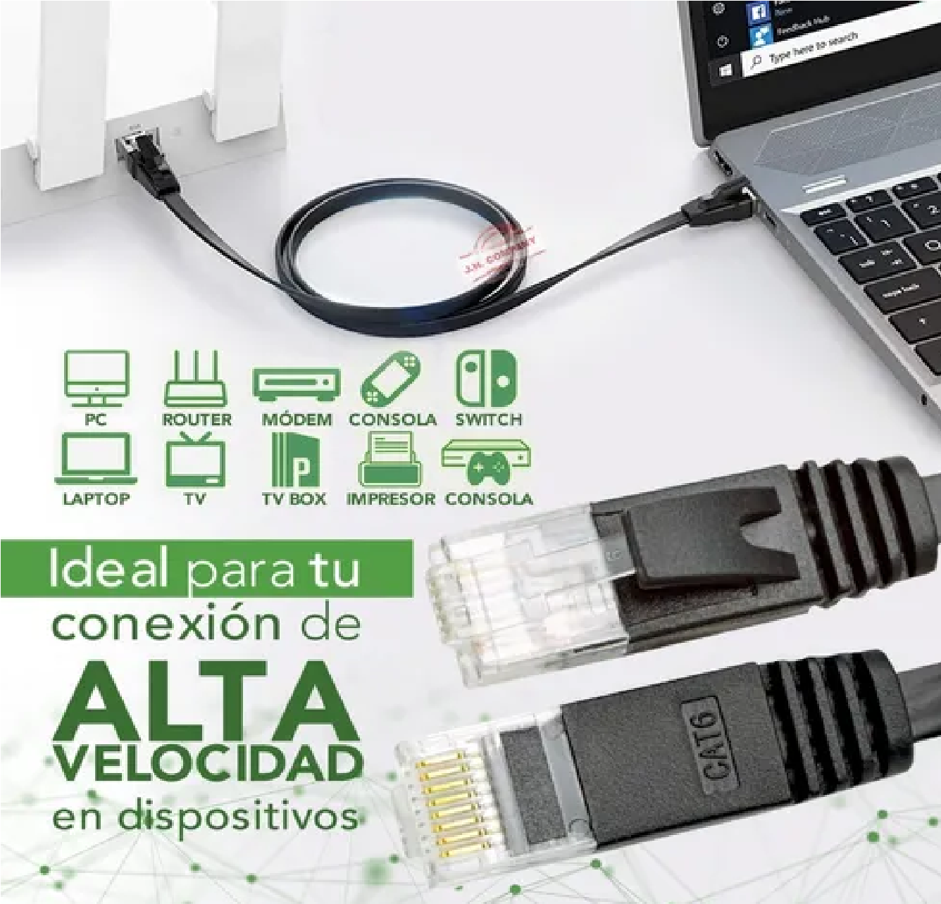 Cable Red Plano Categoria 6 Cat6 Rj45 Utp Ethernet 30 Metros