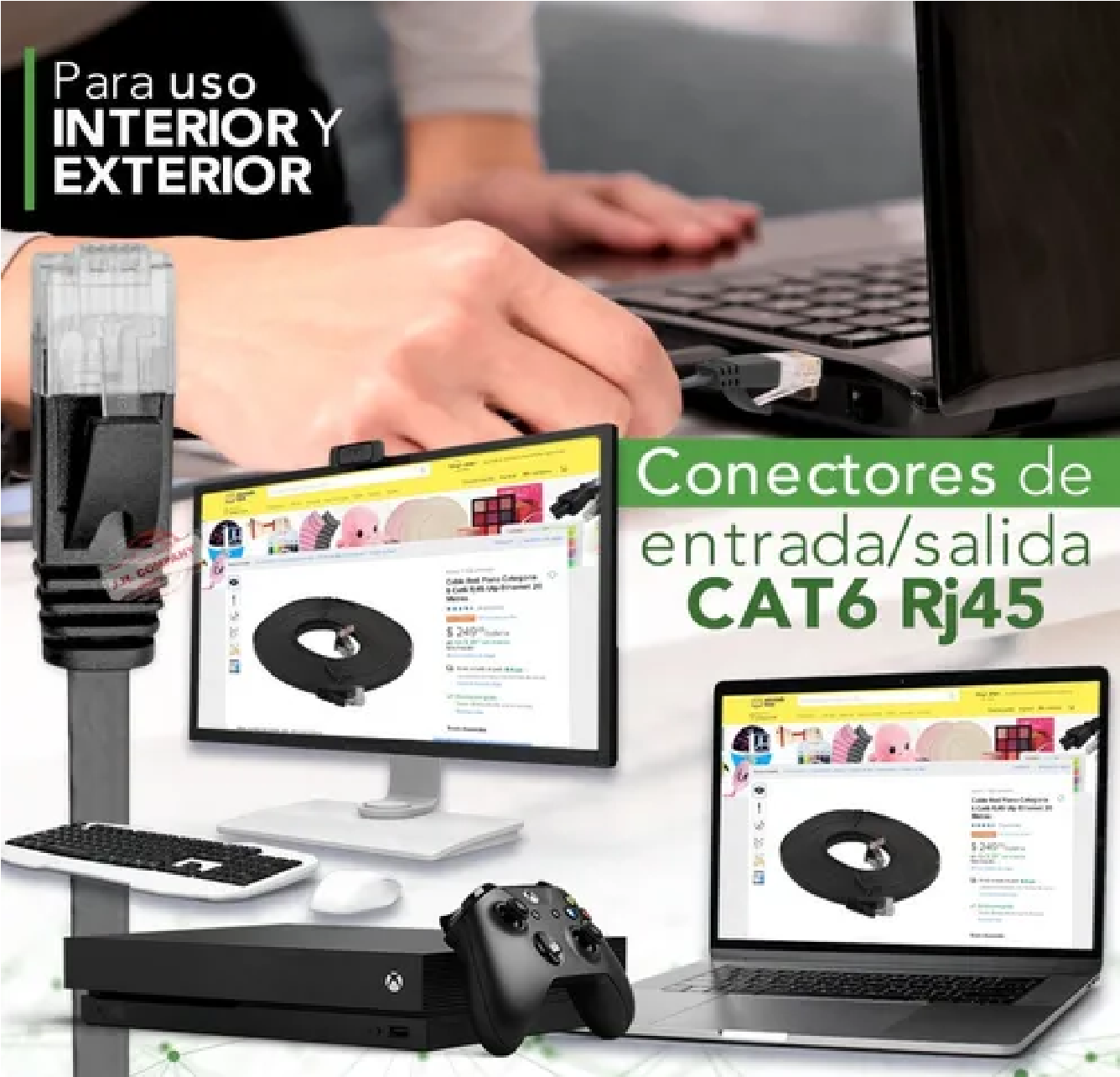 Cable Red Plano Categoria 6 Cat6 Rj45 Utp Ethernet 30 Metros