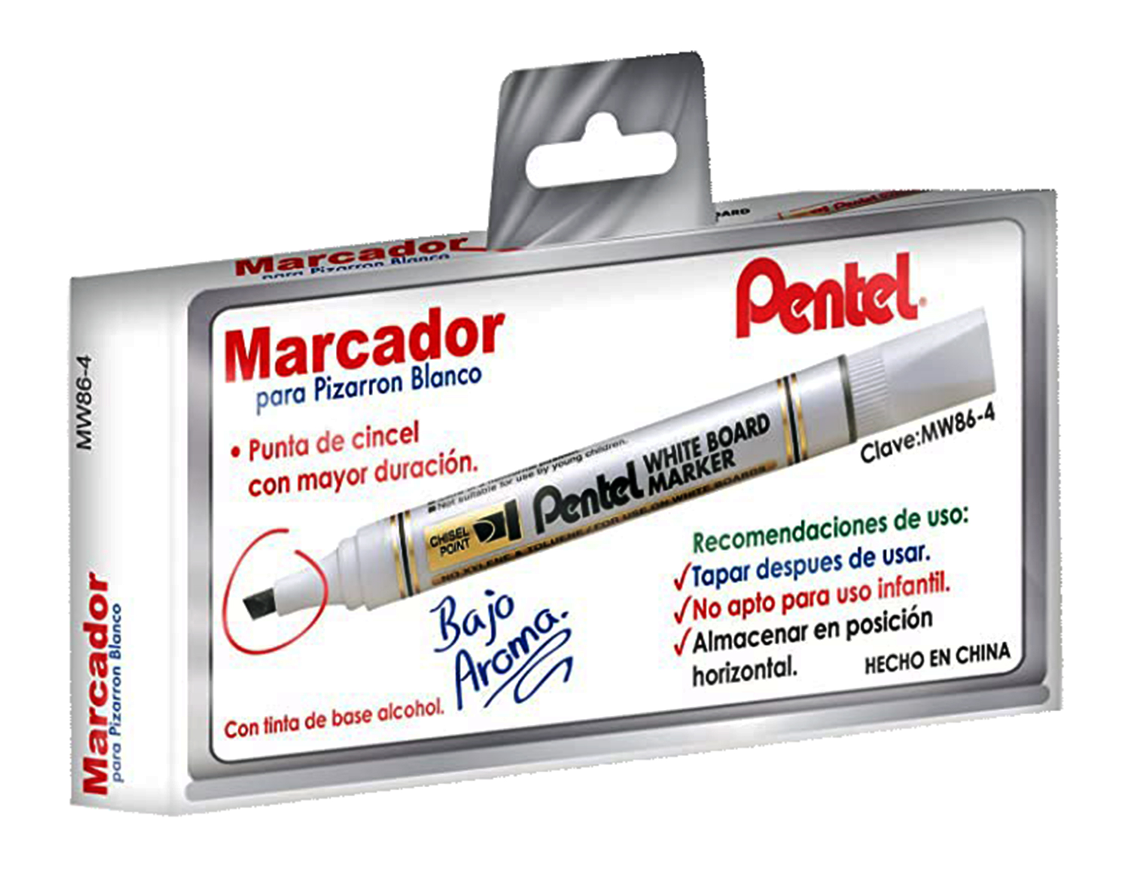 Marcador Para Pizarrón Blanco Pentel Caja Con 4 Piezas