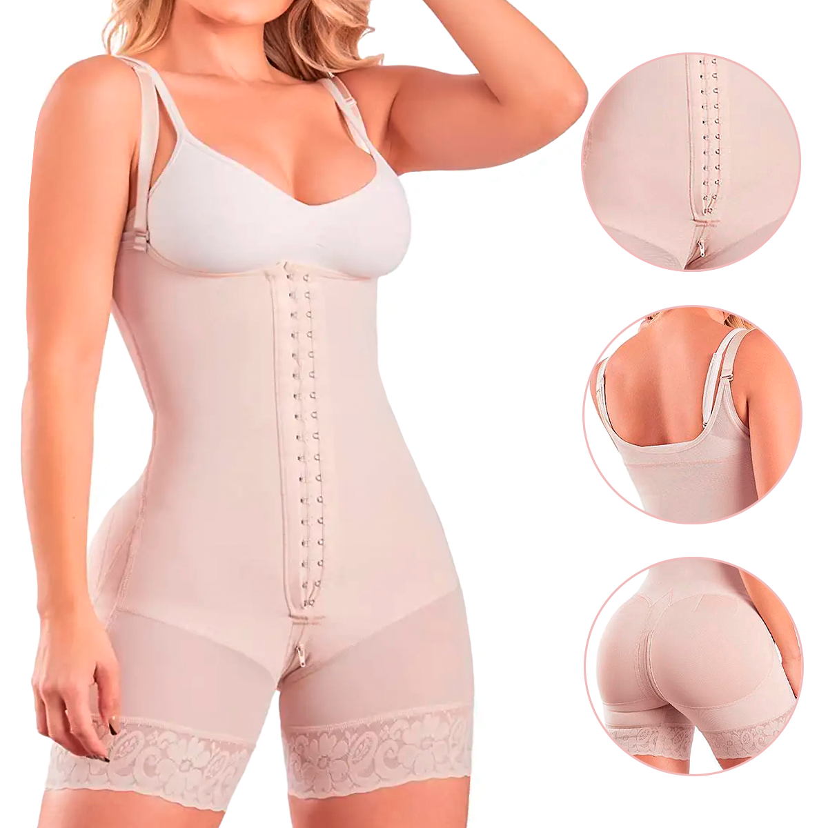 Fajas Colombianas Powernet Moldeador De figura, Faja Colombiana Reductora De Medidas Realce Natural, Faja Colombiana Levanta Glúteos Para Mujer Con Broches Alta Compresión