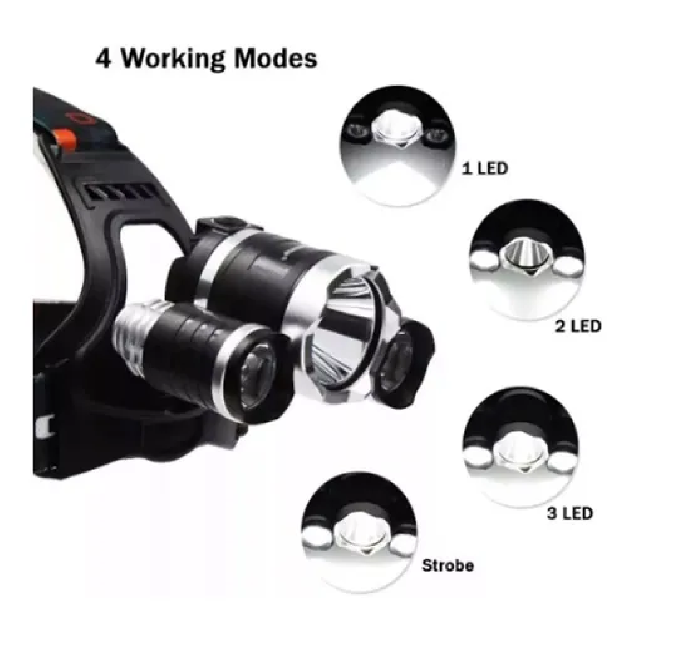 Lampara Minera 5000 Lumens  Led T6 Recargable Negro