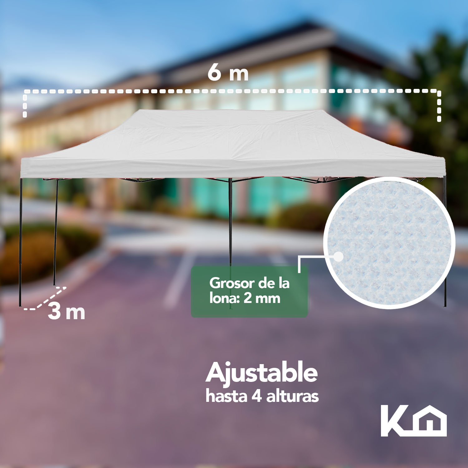 Toldo Carpa Impermeable Plegable De Acero 3x6m Kingsman Blanco