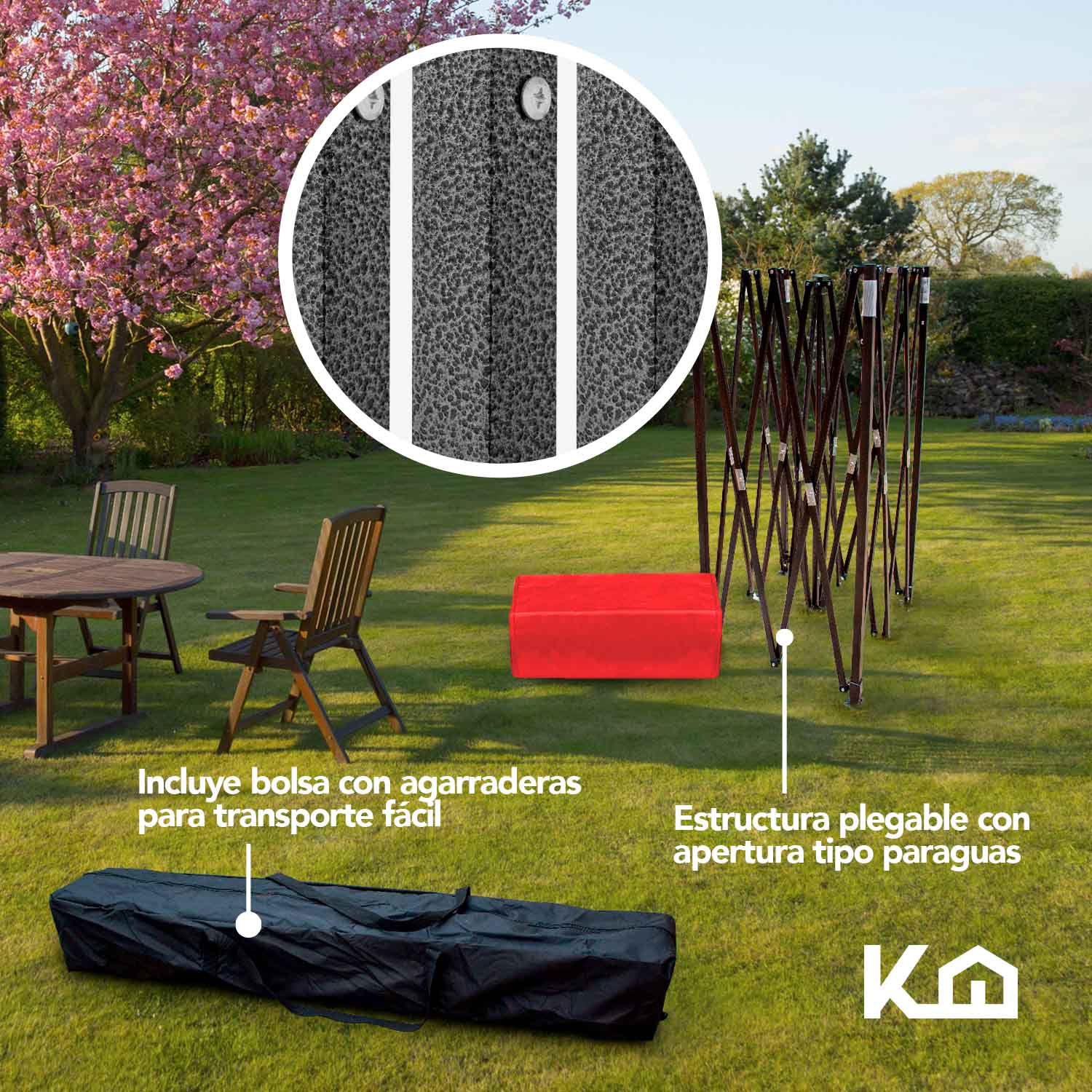 Toldo Carpa Plegable Lona 3x3 M Con Pared Transparente Bolsa Rojo