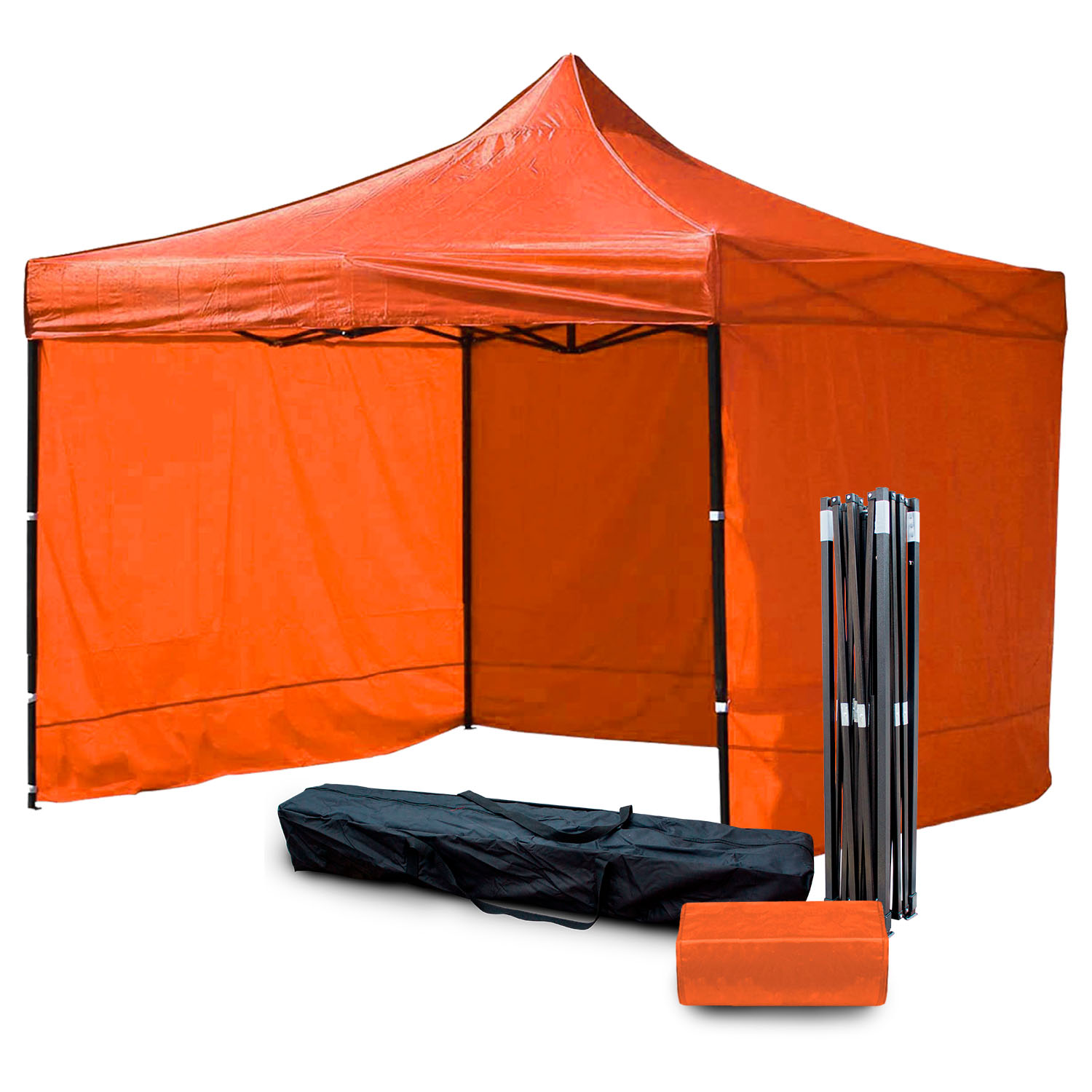Toldo Carpa Con Pared Impermeable Plegable Acero 3x3 M Naranja