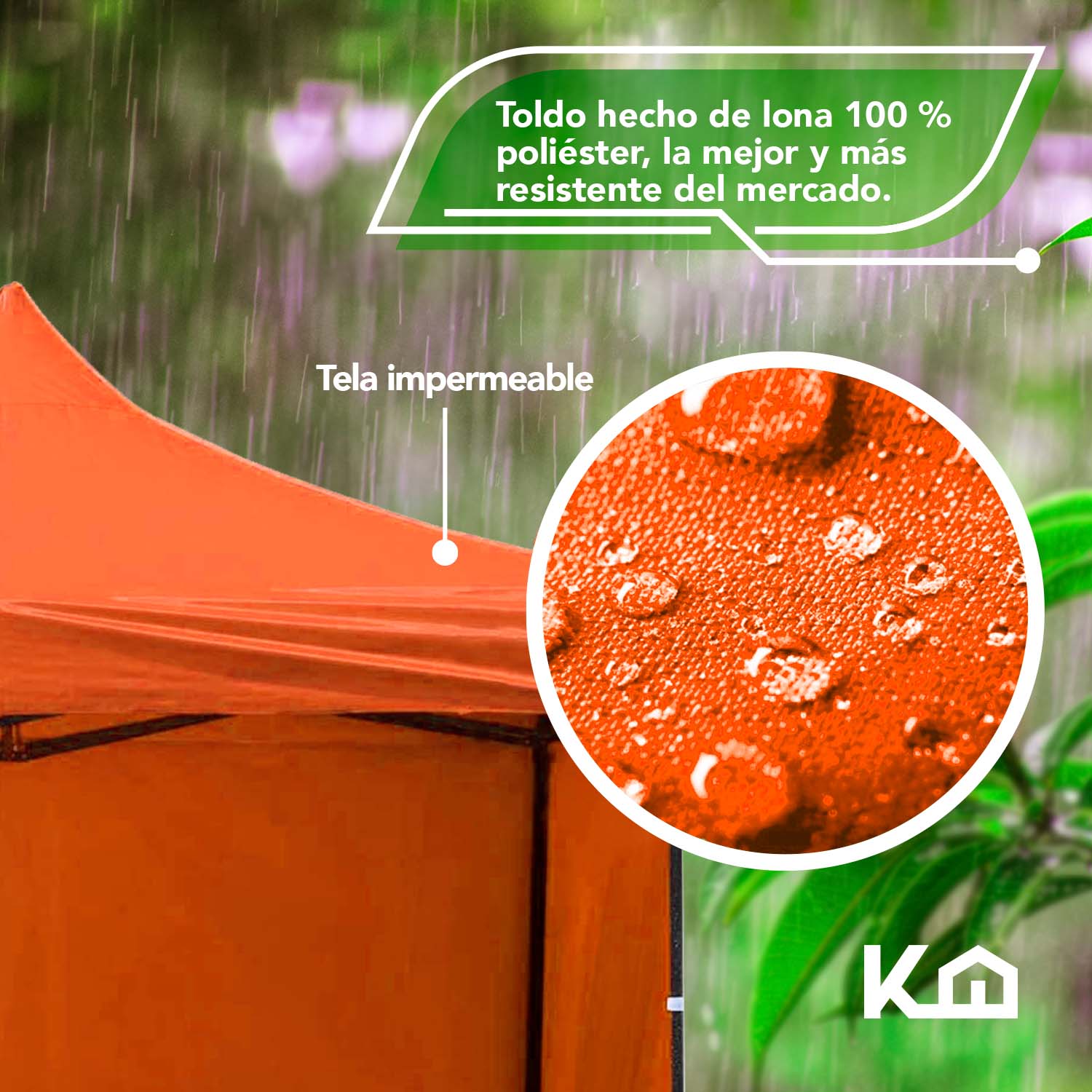 Toldo Carpa Con Pared Impermeable Plegable Acero 3x3 M Naranja