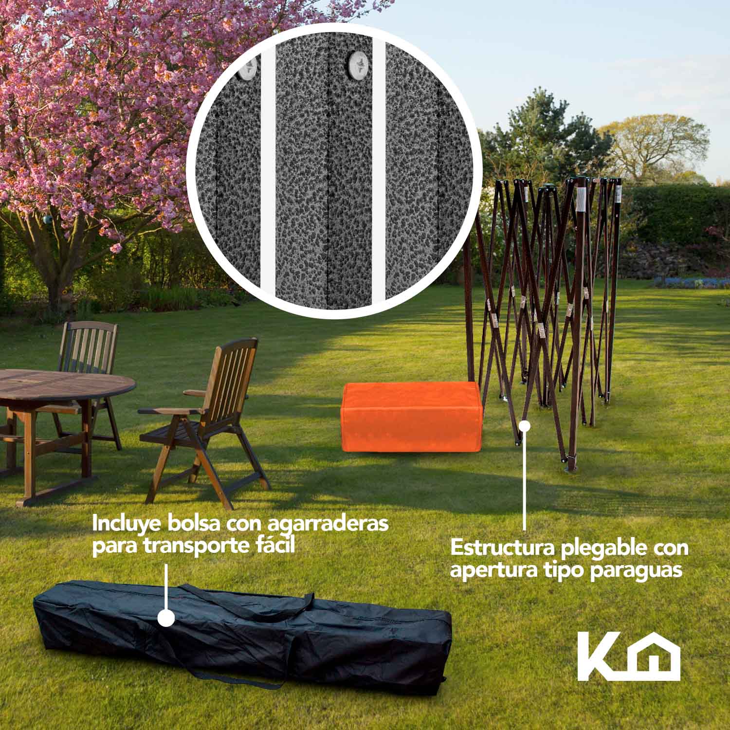 Toldo Carpa Con Pared Impermeable Plegable Acero 3x3 M Naranja