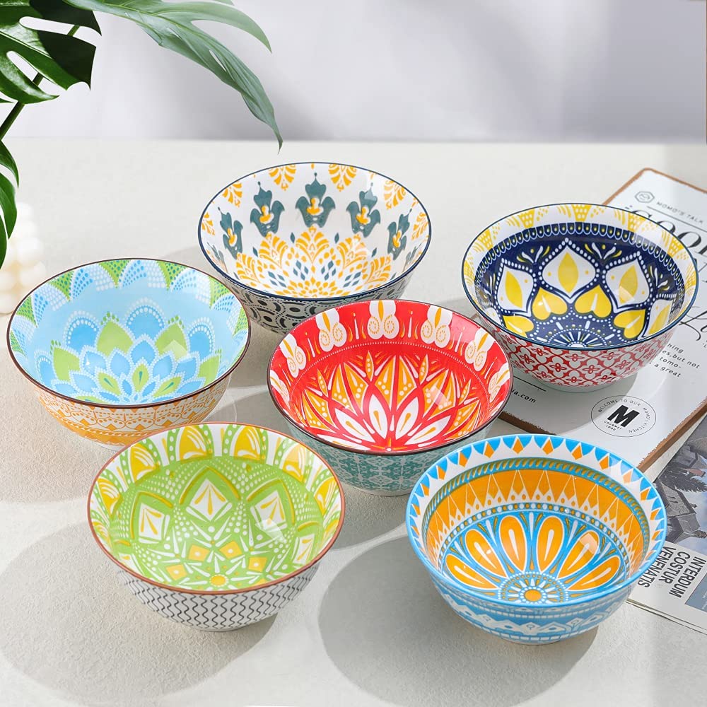 Juego de 6 Bowls para cereales de porcelana capacidad de 700 ml (23 onzas).