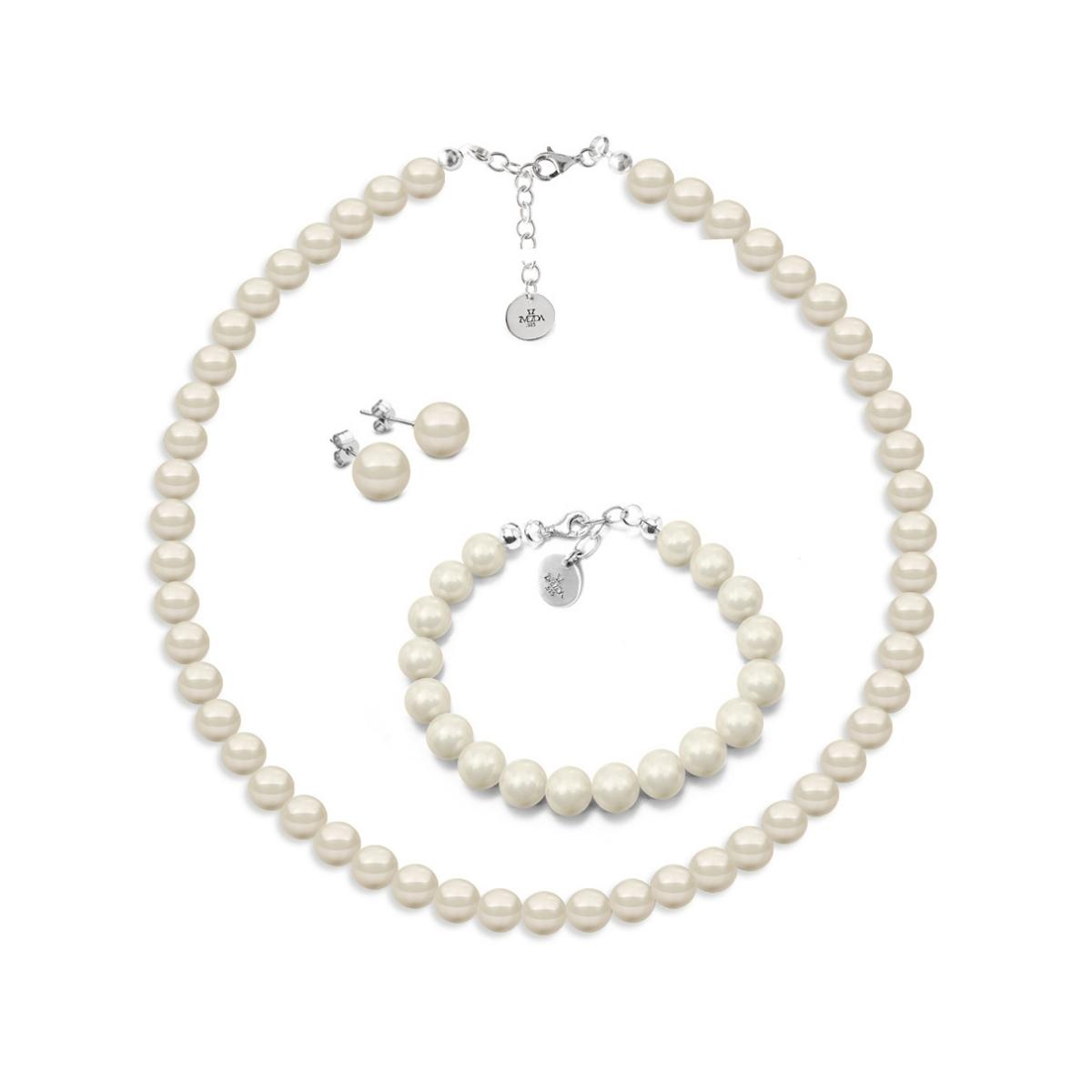 Juego de joyería collar aretes y pulsera de perlas + Regalo por compra