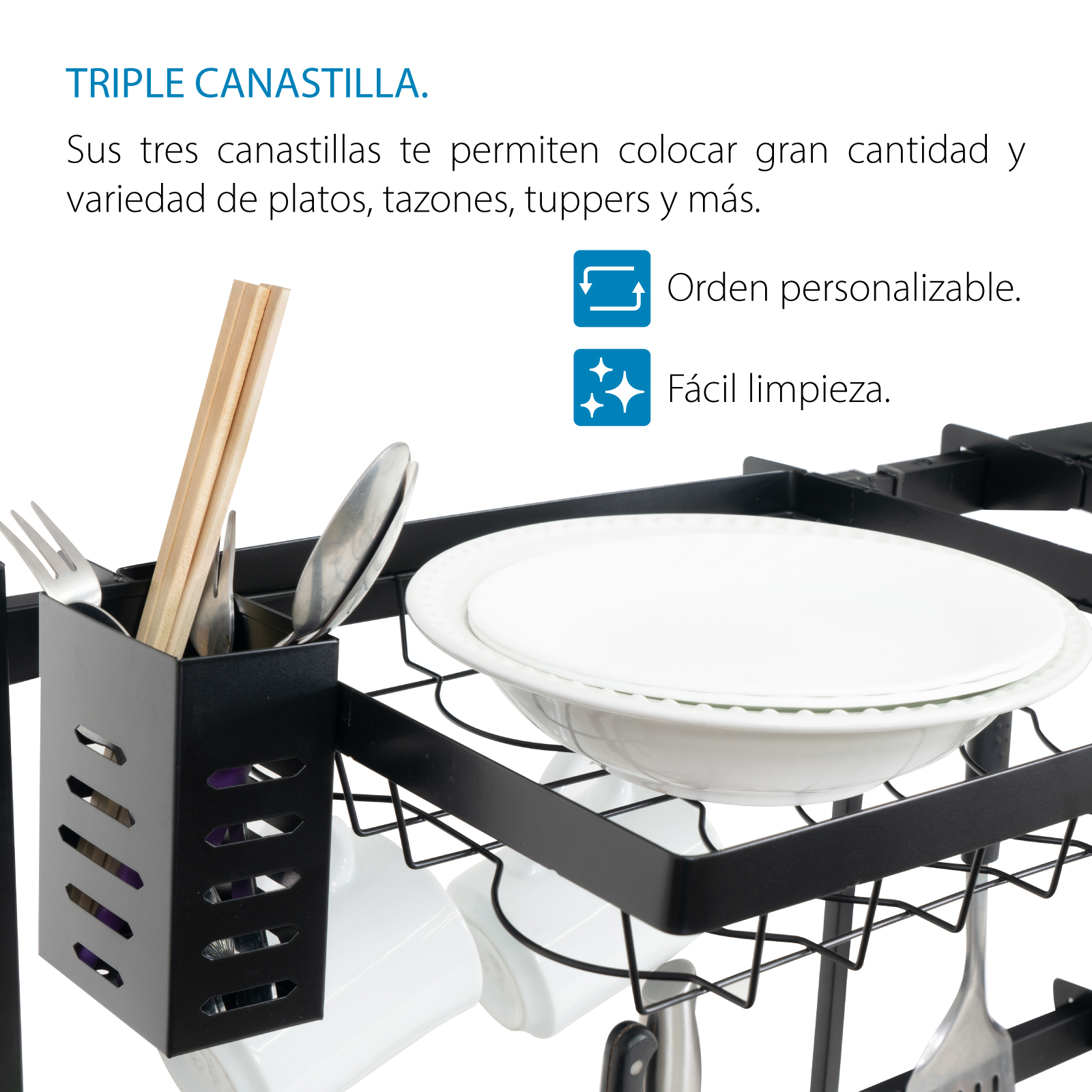 Escurridor de Platos sobre Fregadero de Acero Inoxidable, Ajustable 85-115 cm con Accesorios Intercambiables