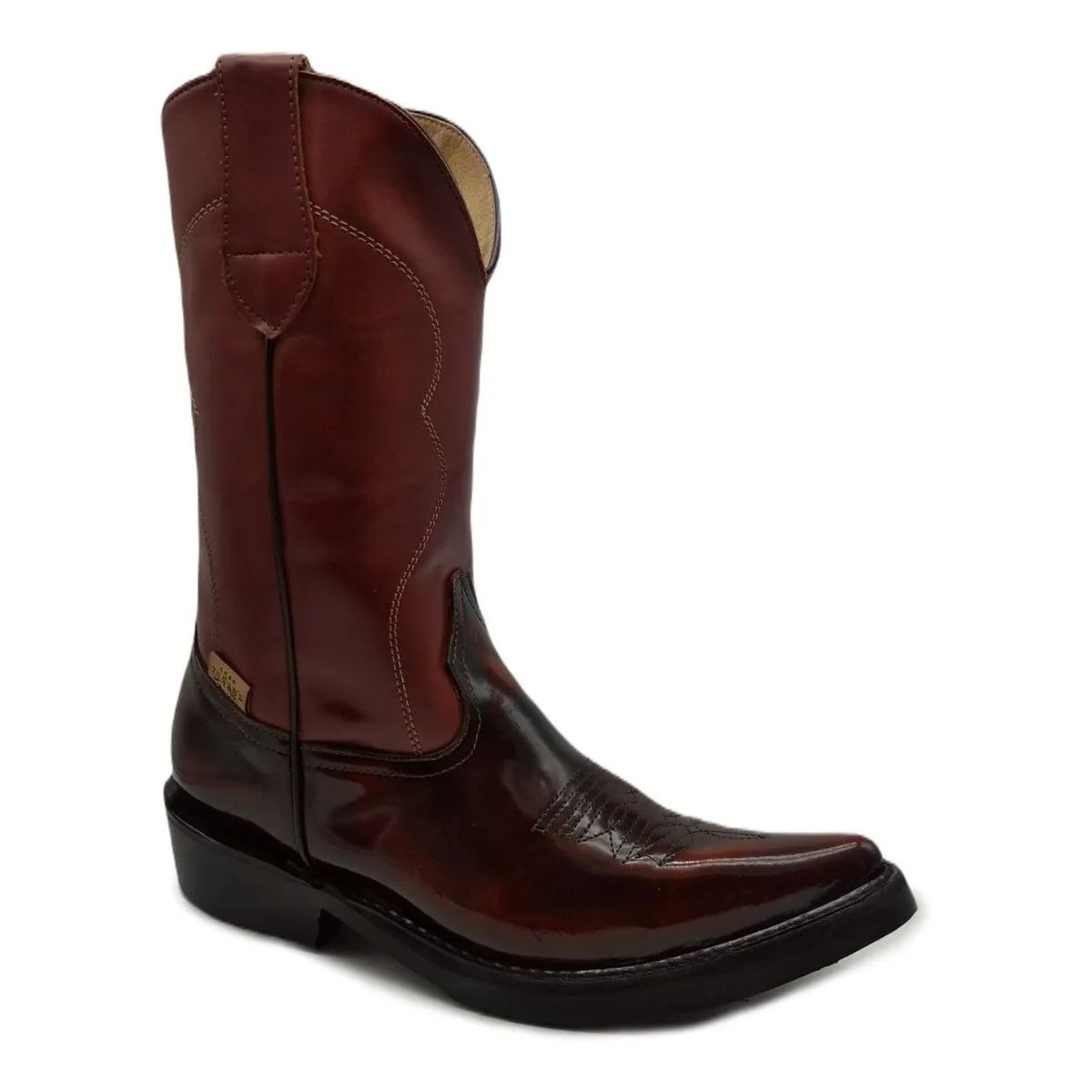 Bota Vaquera Piel Horma Puntal Bordada Western 1100