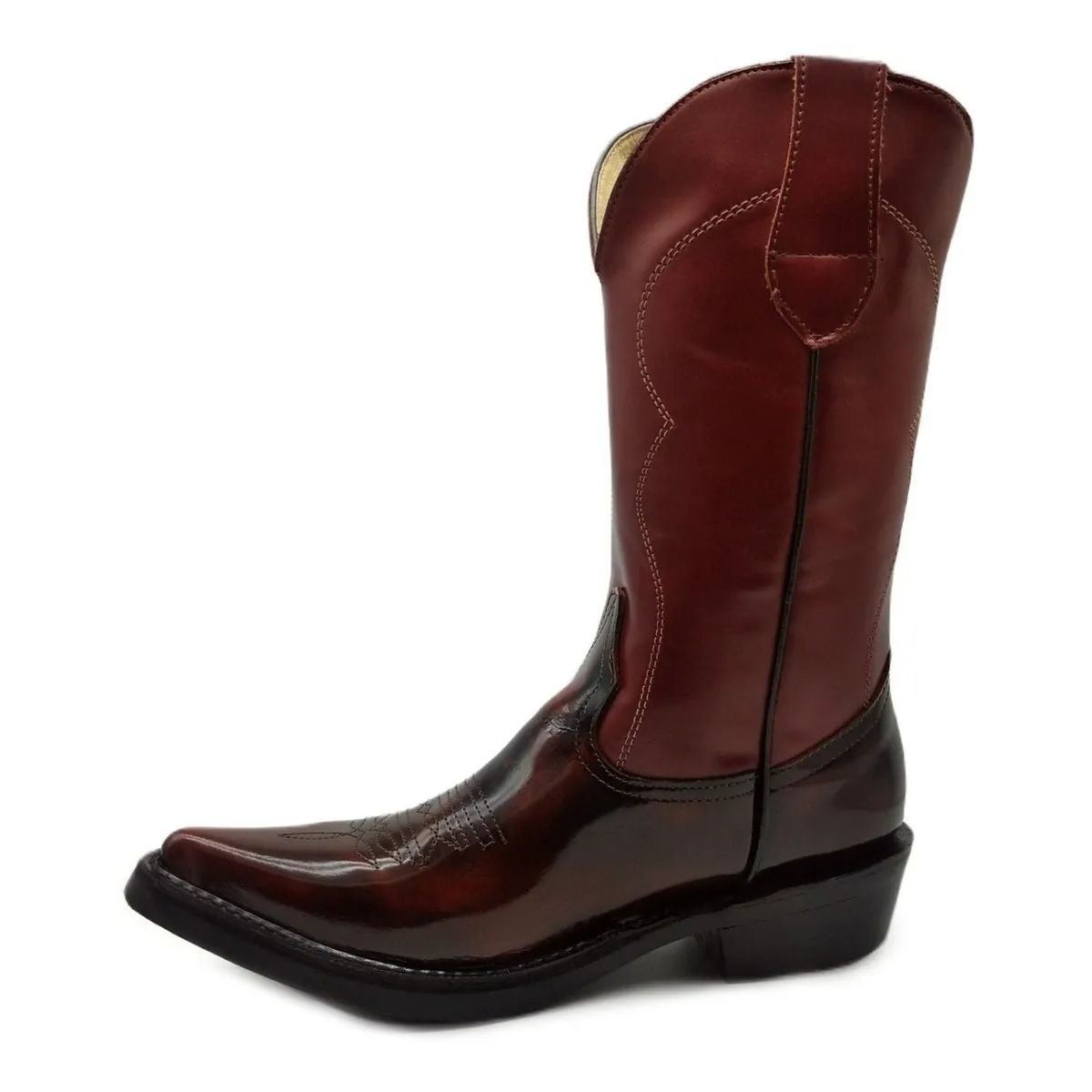 Bota Vaquera Piel Horma Puntal Bordada Western 1100