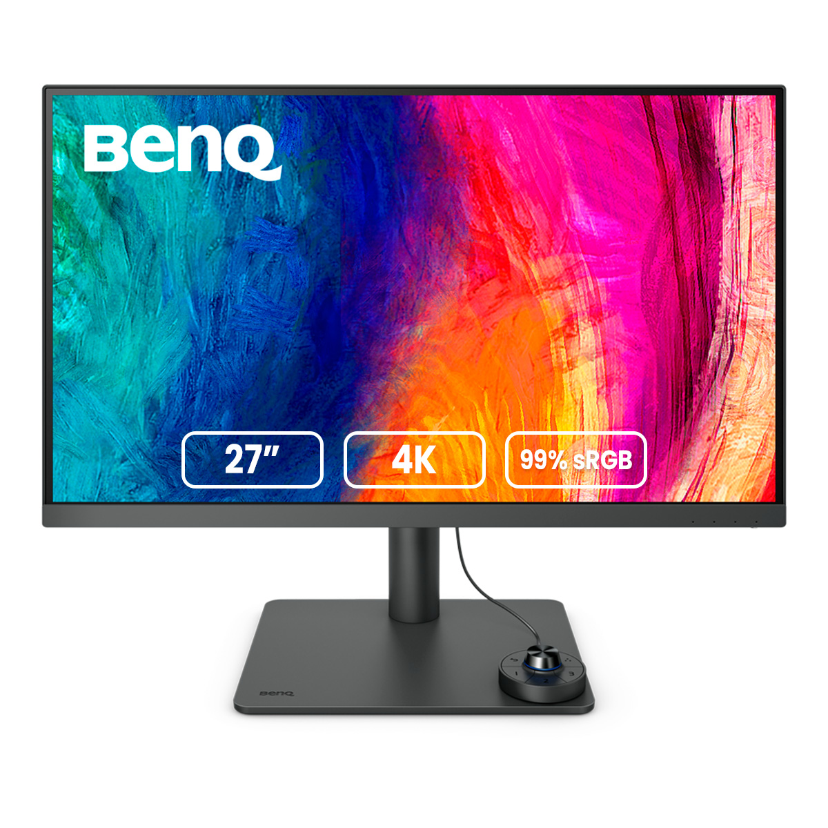  Monitor de Diseño BenQ 27 pulgadas 4K AQ Color (PD2705U), Compatible con Mac, 3480px, LED, IPS, 99% Rec.709, 99 % sRGB, 10 bit, CAD/CAM, Animación, Modo cuarto obscuro, Low Blue Light, Anti reflejante, Flicker-free, AMA, altura/inclinación ajustable, HDMI, DP