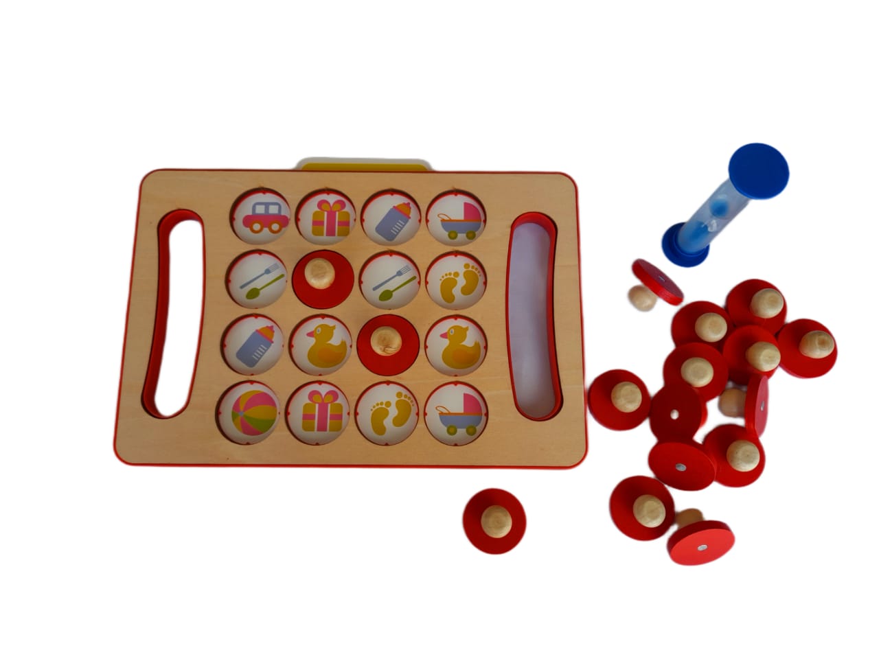 Memorama De Madera Con Pijas, 10 Tableros dobles, Juego Didáctico