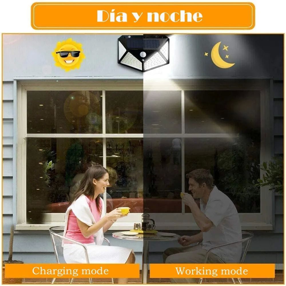 Lámpara Solar Para El Jardín 4 Pzas 100 Led Sensor
