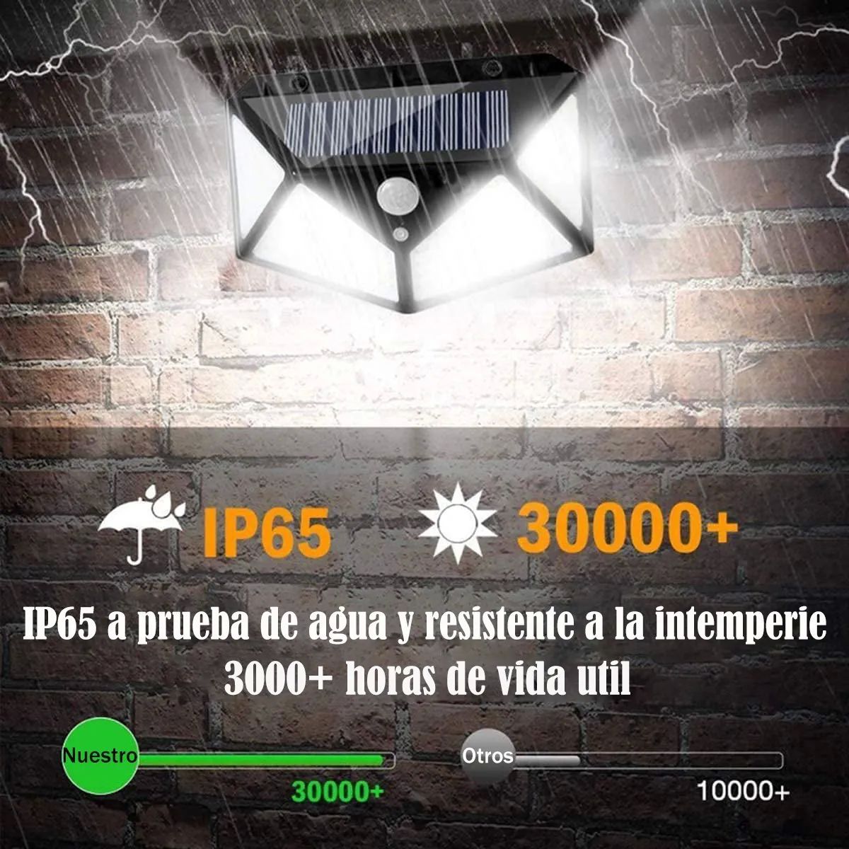 Lámpara Solar Para El Jardín 4 Pzas 100 Led Sensor