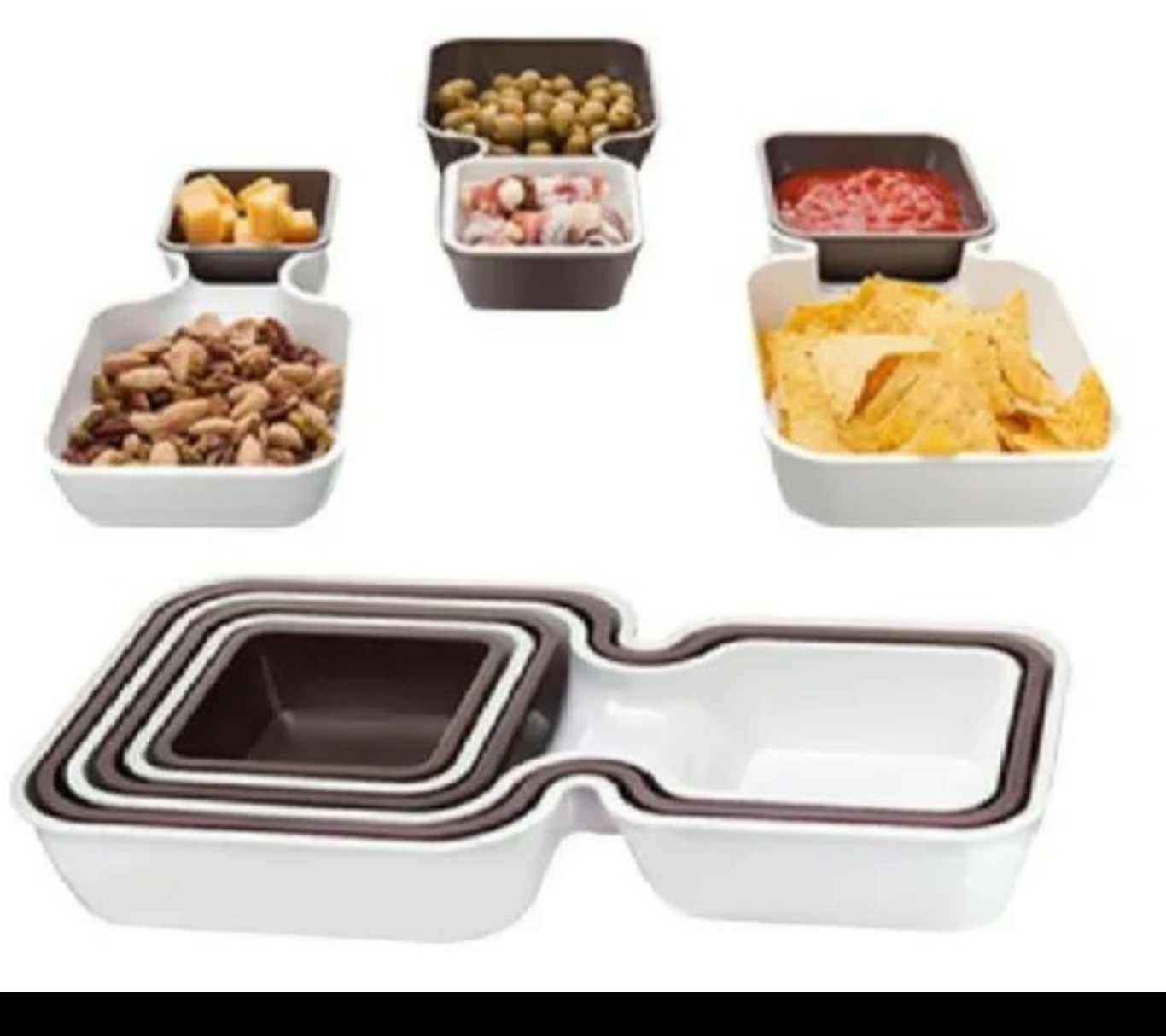 Set De 6 Bandejas Para Snacks Picada Botanero Cuadradas Blancas