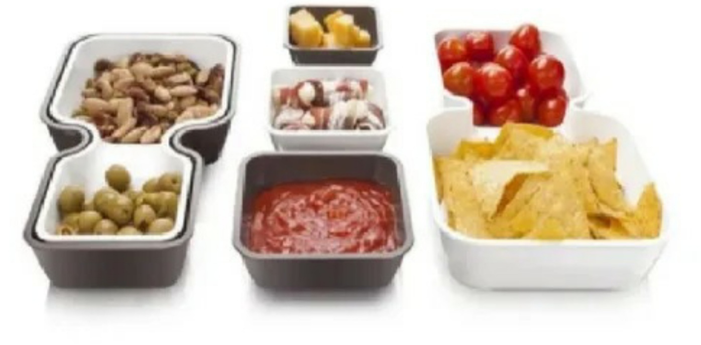 Set De 6 Bandejas Para Snacks Picada Botanero Cuadradas Blancas