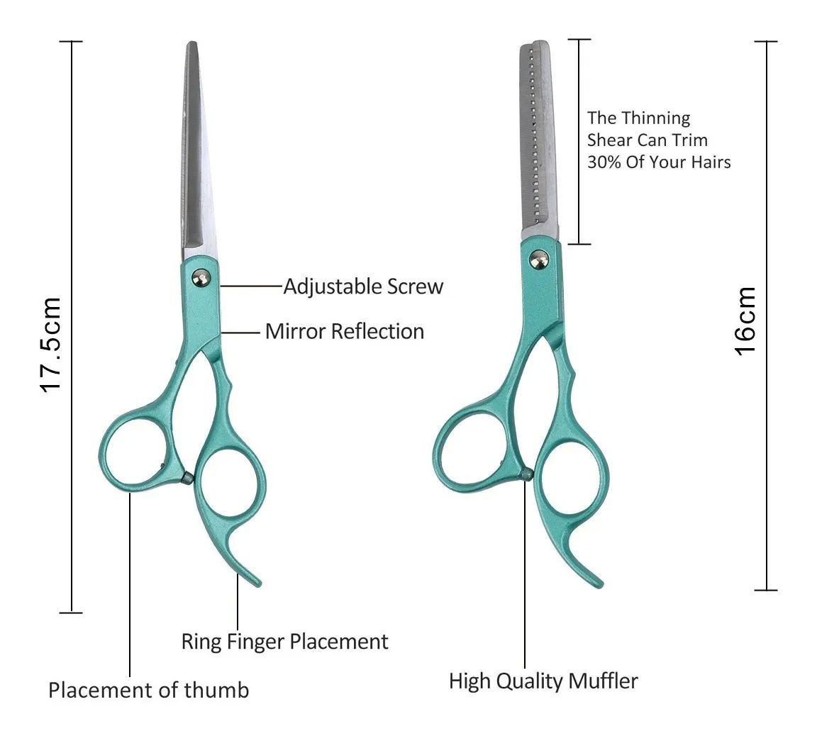 Kit 12 Tijeras Profesionales Para Peluquero Corte De Cabello Verde