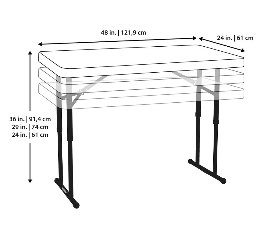 Mesa plegable rectangular de 1.22m Ajustable Almendra Lifetime
