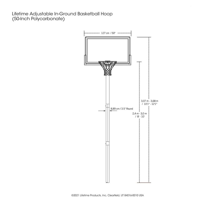 Tablero de Basquetbol Ajustable Fijo al Suelo 50 Pulgadas
