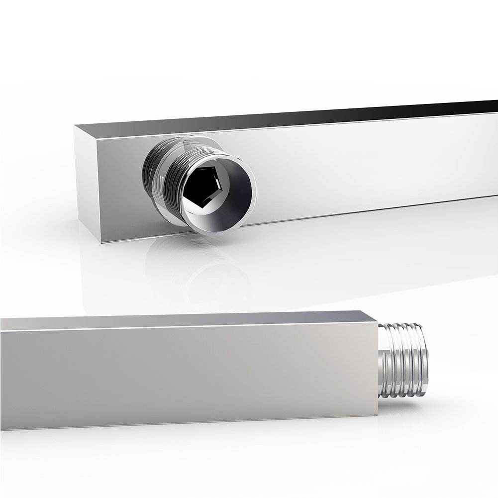 Kit 2 Regaderas Acero Inoxidable 20cm; 2 Tubo Cuadrado 40cm Cromado IML