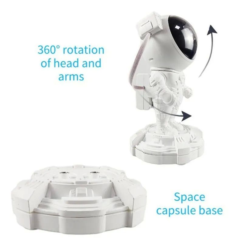 Proyector De Luz Nocturna  Astronauta Con Bluetooth Blanca