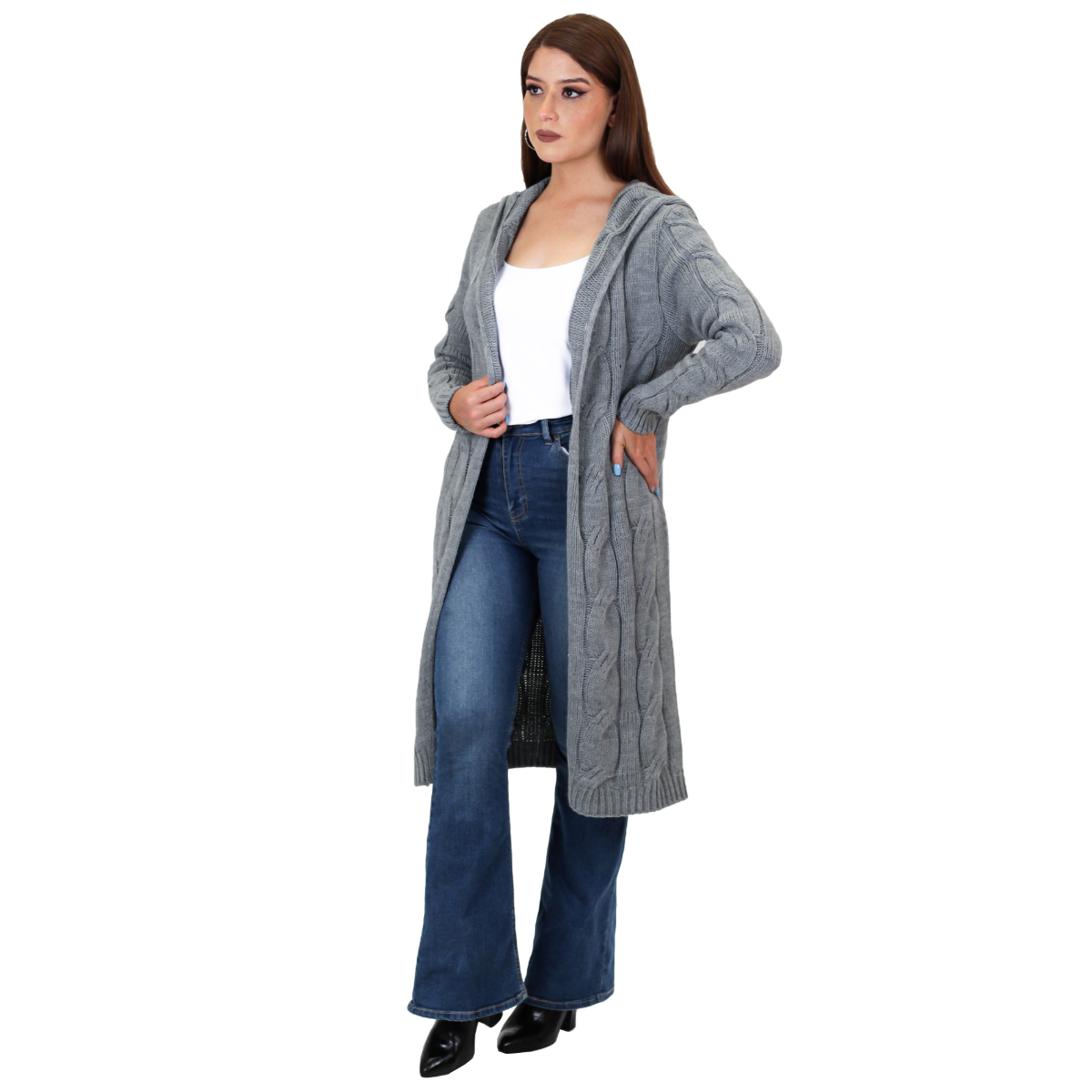 Ensamble De Trenzas Con Capucha Para Mujer 302 - Gris