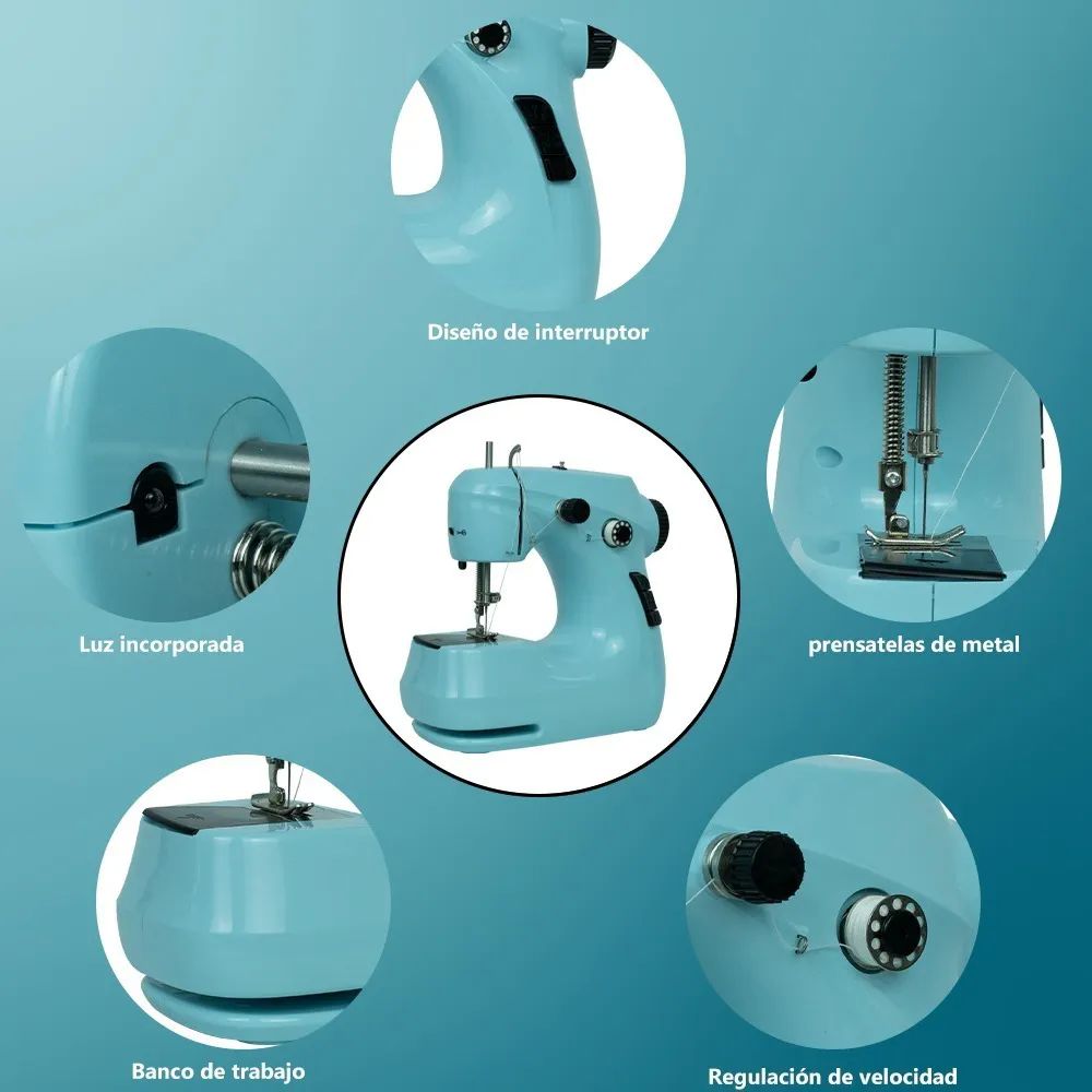 Máquina De Coser Eléctrica Portátil  Azul