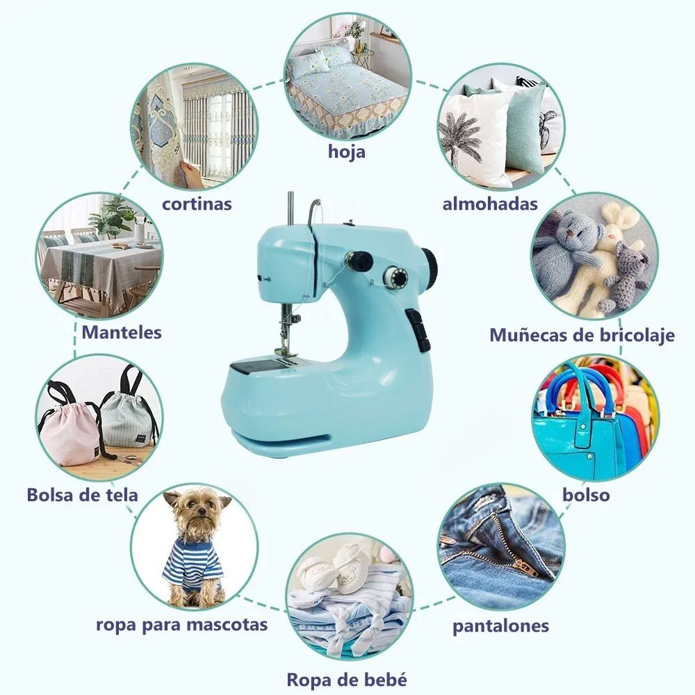 Máquina De Coser Eléctrica Portátil  Azul