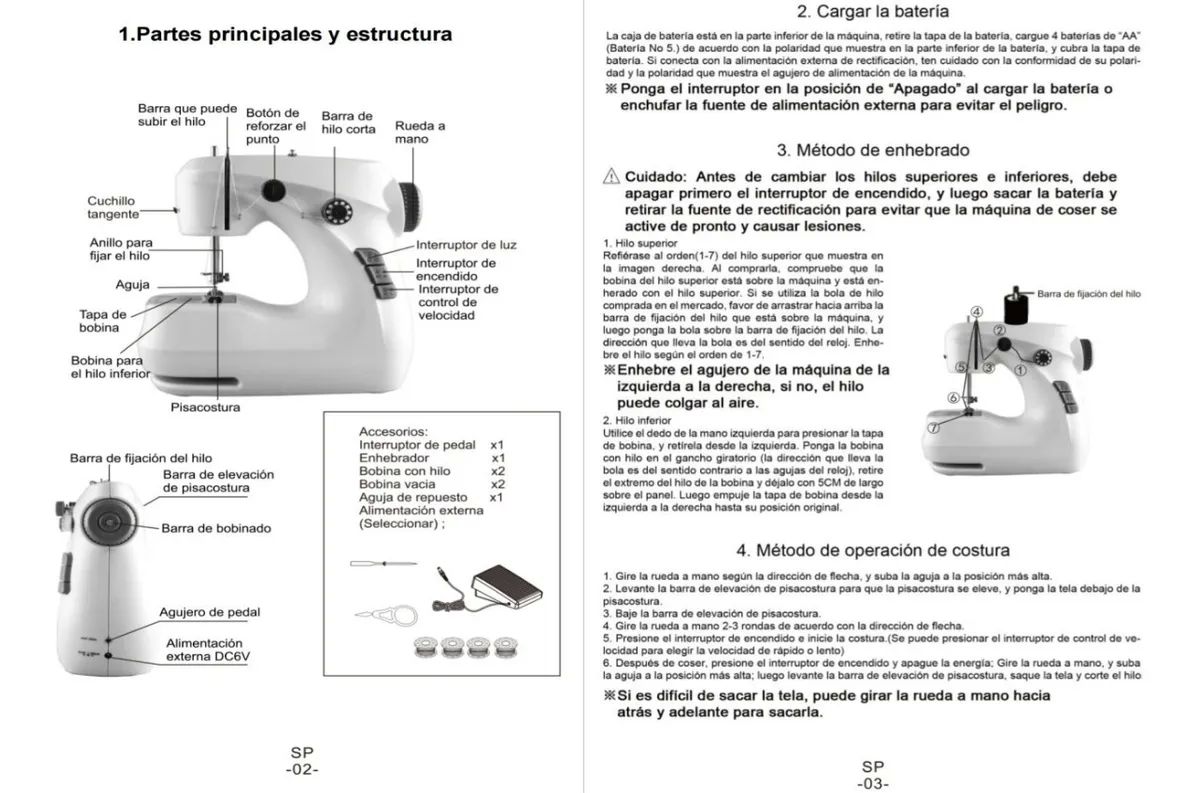 Máquina De Coser Eléctrica Portátil  Azul