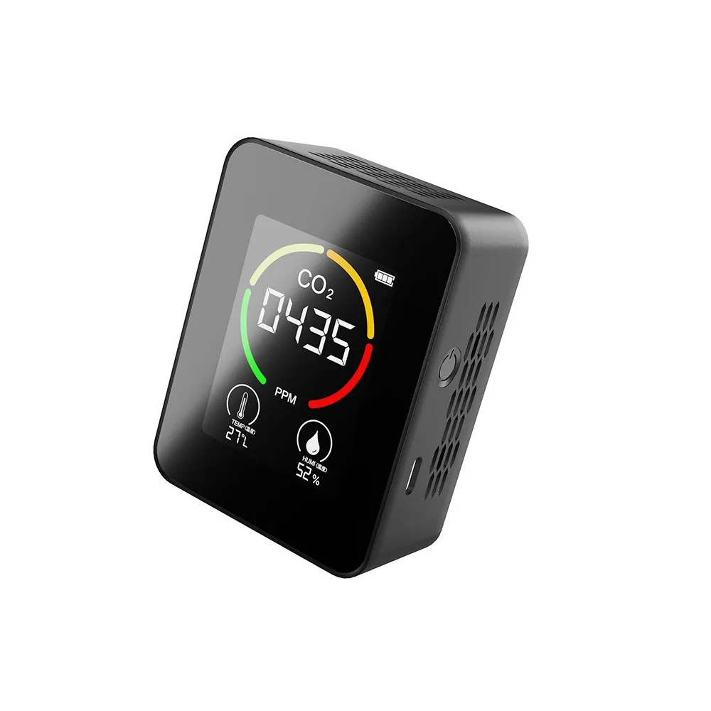 Detector De Co2 Monitor Calidad Del Ppm Negro